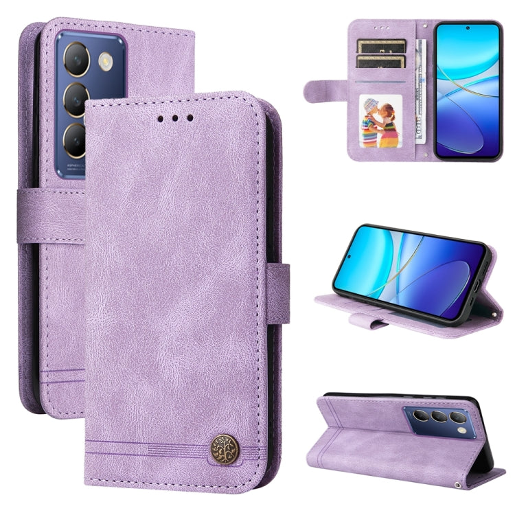 เคสโทรศัพท์หนังปุ่มโลหะ Skin Feel Life Tree, For vivo Y100 5G IDN / Y200e 5G Global, For vivo Y03 4G, For vivo Y200 / V29e Global, For vivo Y17s, For vivo Y36 4G / 5G Foreign, For vivo Y78 5G Foreign