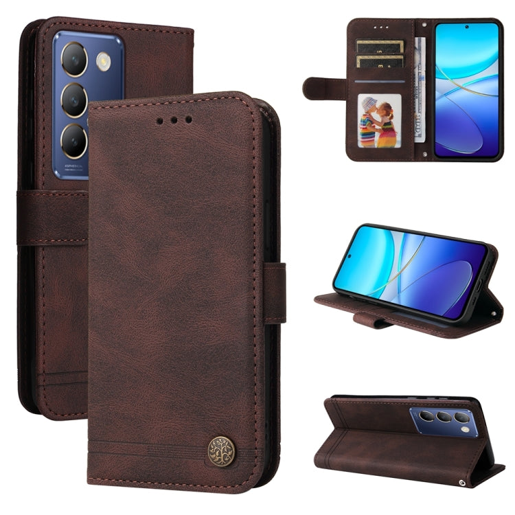 เคสโทรศัพท์หนังปุ่มโลหะ Skin Feel Life Tree, For vivo Y100 5G IDN / Y200e 5G Global, For vivo Y03 4G, For vivo Y200 / V29e Global, For vivo Y17s, For vivo Y36 4G / 5G Foreign, For vivo Y78 5G Foreign