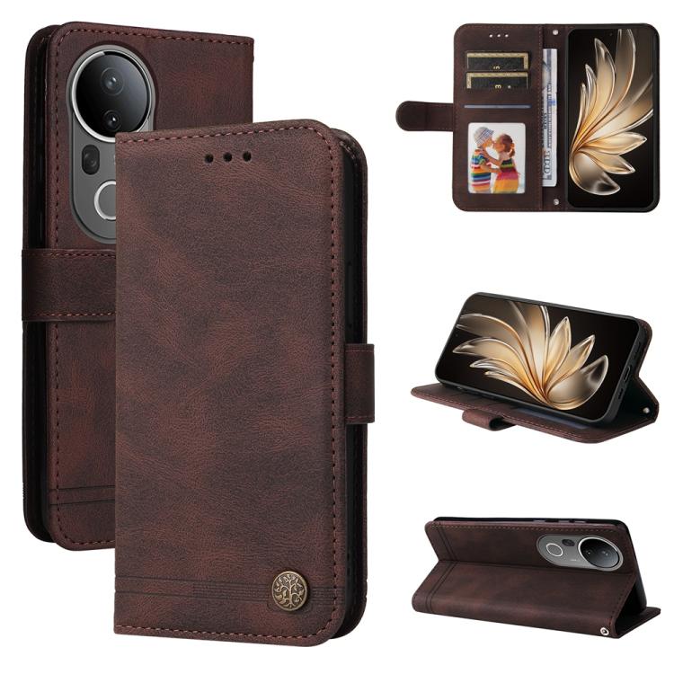 เคสโทรศัพท์หนังปุ่มโลหะ Skin Feel Life Tree, For vivo S20 Pro, For vivo Y19s, For vivo X200, For vivo X200 Pro mini, For vivo X200 Pro, For vivo V40 Lite 4G / 5G IDN, For vivo Y300 Pro, For vivo Y28 4G Global, For vivo Y38 5G / T3x 5G Global