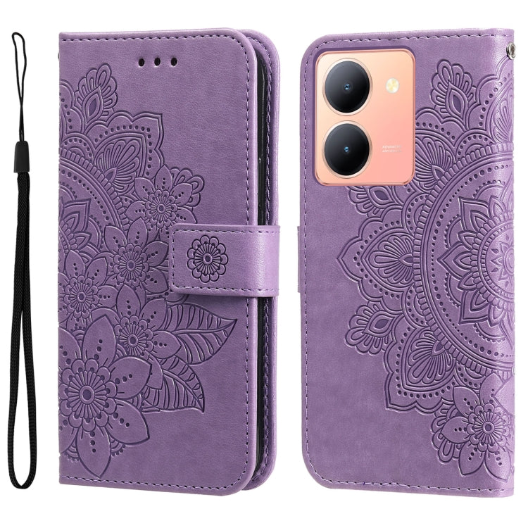 เคสโทรศัพท์หนังลายนูนดอกไม้ 7 กลีบ, For vivo Y100 IDN / Y200e 5G Global, For vivo Y03 4G, For vivo Y200 / V29e Global, For vivo Y17s, For vivo Y36 4G / 5G Foreign, For vivo Y78 5G Foreign