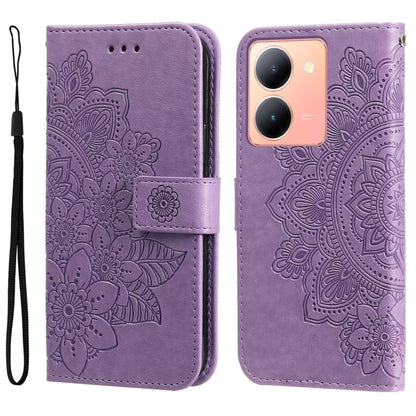เคสโทรศัพท์หนังลายนูนดอกไม้ 7 กลีบ, For vivo Y100 IDN / Y200e 5G Global, For vivo Y03 4G, For vivo Y200 / V29e Global, For vivo Y17s, For vivo Y36 4G / 5G Foreign, For vivo Y78 5G Foreign