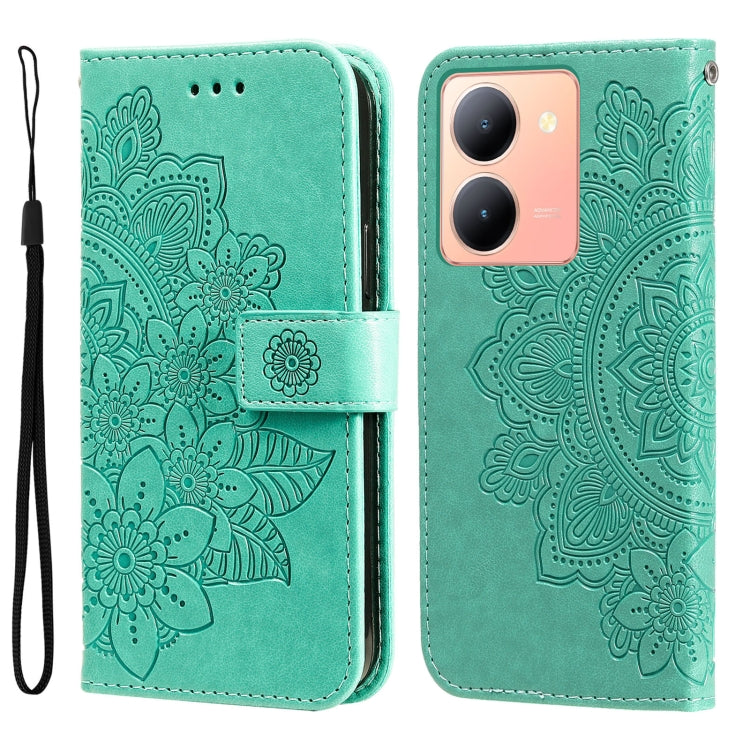 เคสโทรศัพท์หนังลายนูนดอกไม้ 7 กลีบ, For vivo Y100 IDN / Y200e 5G Global, For vivo Y03 4G, For vivo Y200 / V29e Global, For vivo Y17s, For vivo Y36 4G / 5G Foreign, For vivo Y78 5G Foreign