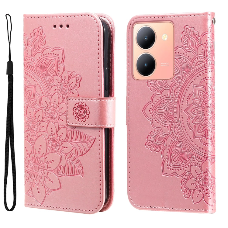 เคสโทรศัพท์หนังลายนูนดอกไม้ 7 กลีบ, For vivo Y100 IDN / Y200e 5G Global, For vivo Y03 4G, For vivo Y200 / V29e Global, For vivo Y17s, For vivo Y36 4G / 5G Foreign, For vivo Y78 5G Foreign