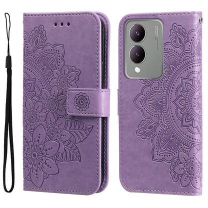 เคสโทรศัพท์หนังลายนูนดอกไม้ 7 กลีบ, For vivo Y100 IDN / Y200e 5G Global, For vivo Y03 4G, For vivo Y200 / V29e Global, For vivo Y17s, For vivo Y36 4G / 5G Foreign, For vivo Y78 5G Foreign