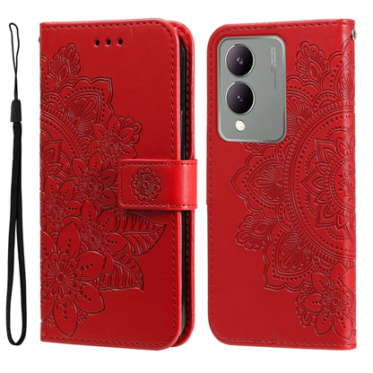เคสโทรศัพท์หนังลายนูนดอกไม้ 7 กลีบ, For vivo Y100 IDN / Y200e 5G Global, For vivo Y03 4G, For vivo Y200 / V29e Global, For vivo Y17s, For vivo Y36 4G / 5G Foreign, For vivo Y78 5G Foreign
