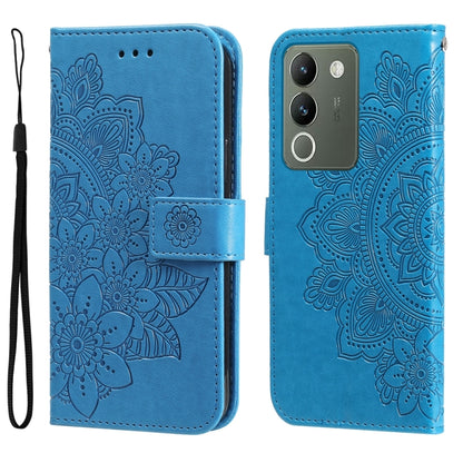 เคสโทรศัพท์หนังลายนูนดอกไม้ 7 กลีบ, For vivo Y100 IDN / Y200e 5G Global, For vivo Y03 4G, For vivo Y200 / V29e Global, For vivo Y17s, For vivo Y36 4G / 5G Foreign, For vivo Y78 5G Foreign