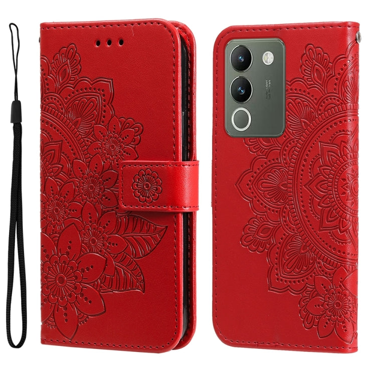 เคสโทรศัพท์หนังลายนูนดอกไม้ 7 กลีบ, For vivo Y100 IDN / Y200e 5G Global, For vivo Y03 4G, For vivo Y200 / V29e Global, For vivo Y17s, For vivo Y36 4G / 5G Foreign, For vivo Y78 5G Foreign