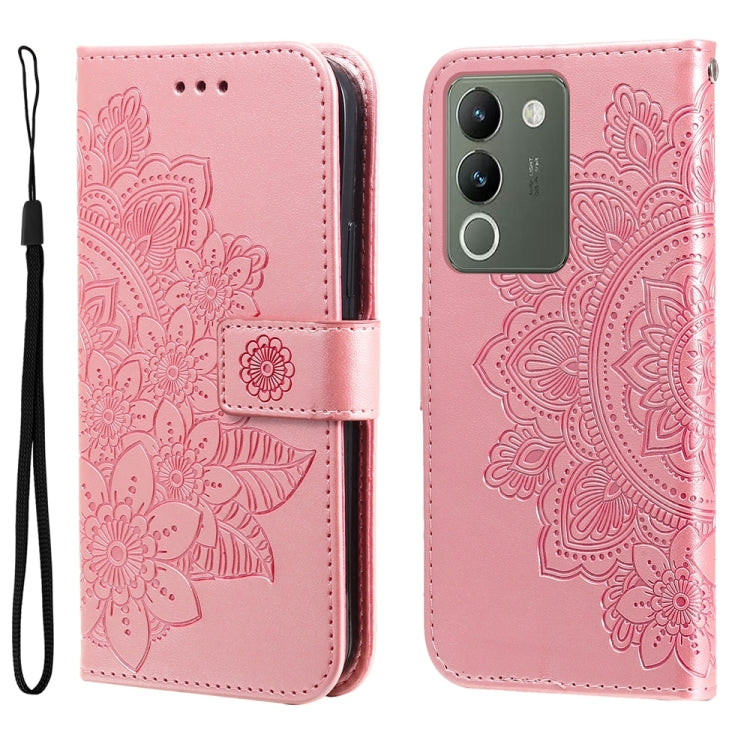 เคสโทรศัพท์หนังลายนูนดอกไม้ 7 กลีบ, For vivo Y100 IDN / Y200e 5G Global, For vivo Y03 4G, For vivo Y200 / V29e Global, For vivo Y17s, For vivo Y36 4G / 5G Foreign, For vivo Y78 5G Foreign