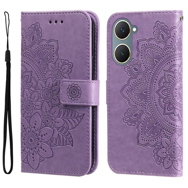 เคสโทรศัพท์หนังลายนูนดอกไม้ 7 กลีบ, For vivo Y100 IDN / Y200e 5G Global, For vivo Y03 4G, For vivo Y200 / V29e Global, For vivo Y17s, For vivo Y36 4G / 5G Foreign, For vivo Y78 5G Foreign