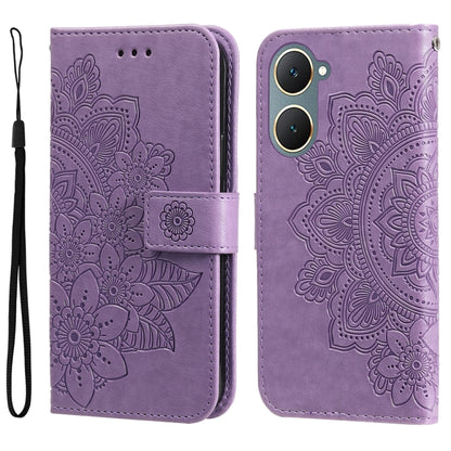 เคสโทรศัพท์หนังลายนูนดอกไม้ 7 กลีบ, For vivo Y100 IDN / Y200e 5G Global, For vivo Y03 4G, For vivo Y200 / V29e Global, For vivo Y17s, For vivo Y36 4G / 5G Foreign, For vivo Y78 5G Foreign
