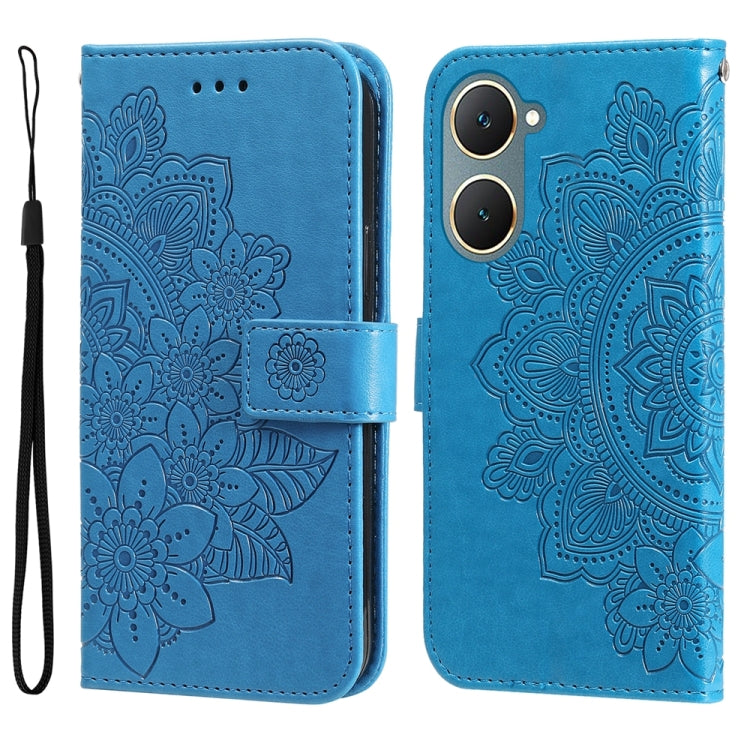 เคสโทรศัพท์หนังลายนูนดอกไม้ 7 กลีบ, For vivo Y100 IDN / Y200e 5G Global, For vivo Y03 4G, For vivo Y200 / V29e Global, For vivo Y17s, For vivo Y36 4G / 5G Foreign, For vivo Y78 5G Foreign