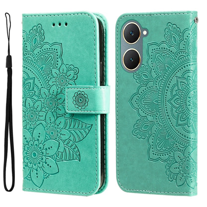 เคสโทรศัพท์หนังลายนูนดอกไม้ 7 กลีบ, For vivo Y100 IDN / Y200e 5G Global, For vivo Y03 4G, For vivo Y200 / V29e Global, For vivo Y17s, For vivo Y36 4G / 5G Foreign, For vivo Y78 5G Foreign