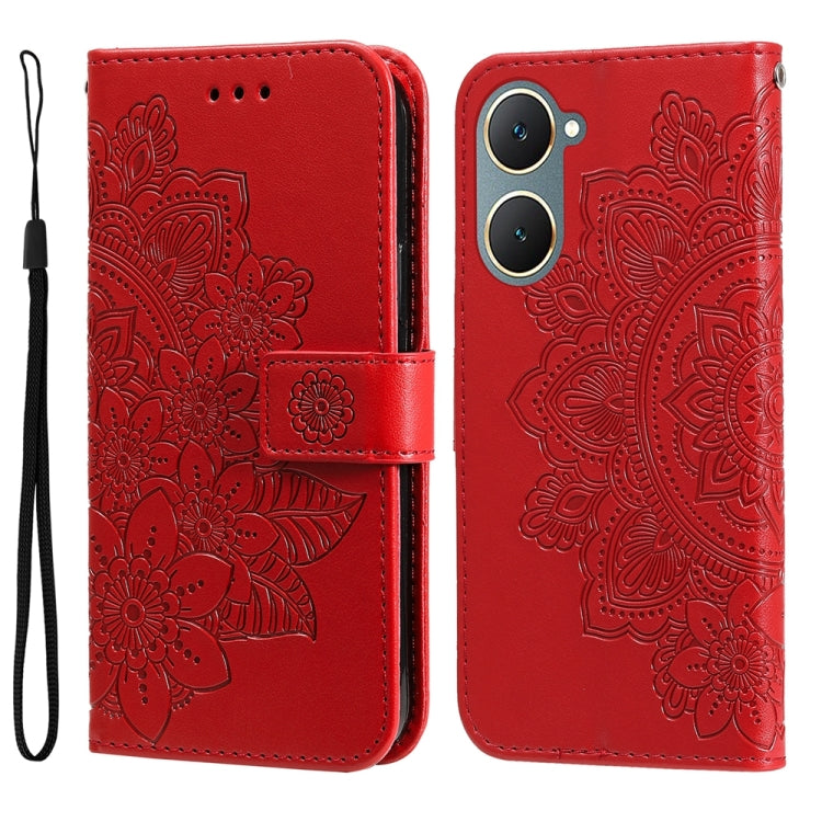 เคสโทรศัพท์หนังลายนูนดอกไม้ 7 กลีบ, For vivo Y100 IDN / Y200e 5G Global, For vivo Y03 4G, For vivo Y200 / V29e Global, For vivo Y17s, For vivo Y36 4G / 5G Foreign, For vivo Y78 5G Foreign