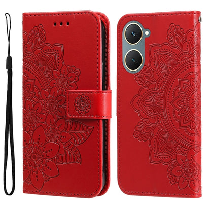 เคสโทรศัพท์หนังลายนูนดอกไม้ 7 กลีบ, For vivo Y100 IDN / Y200e 5G Global, For vivo Y03 4G, For vivo Y200 / V29e Global, For vivo Y17s, For vivo Y36 4G / 5G Foreign, For vivo Y78 5G Foreign