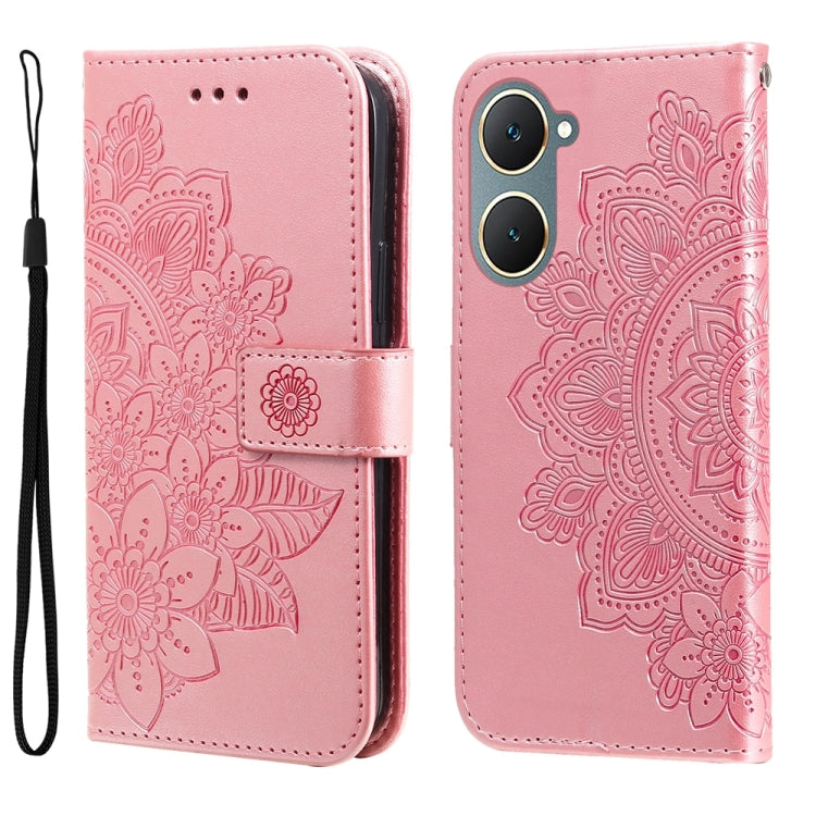 เคสโทรศัพท์หนังลายนูนดอกไม้ 7 กลีบ, For vivo Y100 IDN / Y200e 5G Global, For vivo Y03 4G, For vivo Y200 / V29e Global, For vivo Y17s, For vivo Y36 4G / 5G Foreign, For vivo Y78 5G Foreign