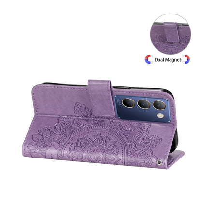 เคสโทรศัพท์หนังลายนูนดอกไม้ 7 กลีบ, For vivo Y100 IDN / Y200e 5G Global, For vivo Y03 4G, For vivo Y200 / V29e Global, For vivo Y17s, For vivo Y36 4G / 5G Foreign, For vivo Y78 5G Foreign