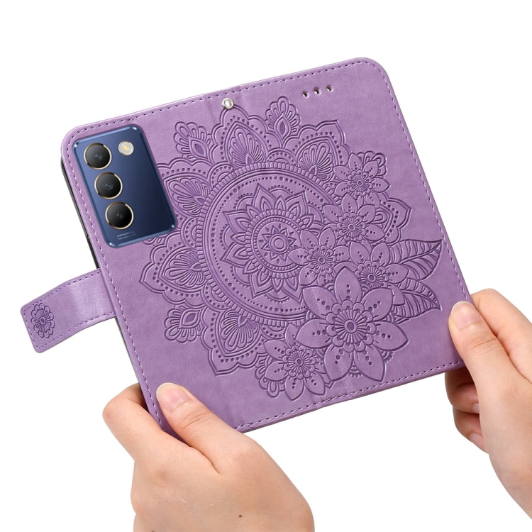 เคสโทรศัพท์หนังลายนูนดอกไม้ 7 กลีบ, For vivo Y100 IDN / Y200e 5G Global, For vivo Y03 4G, For vivo Y200 / V29e Global, For vivo Y17s, For vivo Y36 4G / 5G Foreign, For vivo Y78 5G Foreign