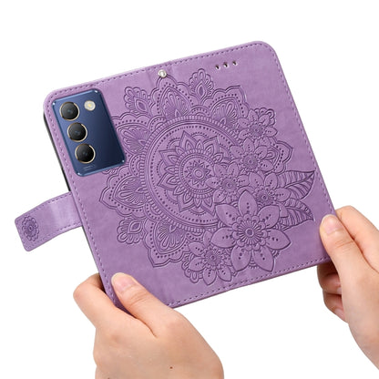 เคสโทรศัพท์หนังลายนูนดอกไม้ 7 กลีบ, For vivo Y100 IDN / Y200e 5G Global, For vivo Y03 4G, For vivo Y200 / V29e Global, For vivo Y17s, For vivo Y36 4G / 5G Foreign, For vivo Y78 5G Foreign
