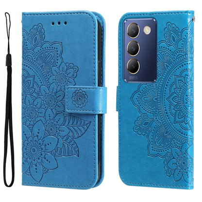เคสโทรศัพท์หนังลายนูนดอกไม้ 7 กลีบ, For vivo Y100 IDN / Y200e 5G Global, For vivo Y03 4G, For vivo Y200 / V29e Global, For vivo Y17s, For vivo Y36 4G / 5G Foreign, For vivo Y78 5G Foreign