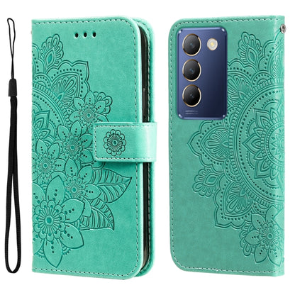 เคสโทรศัพท์หนังลายนูนดอกไม้ 7 กลีบ, For vivo Y100 IDN / Y200e 5G Global, For vivo Y03 4G, For vivo Y200 / V29e Global, For vivo Y17s, For vivo Y36 4G / 5G Foreign, For vivo Y78 5G Foreign