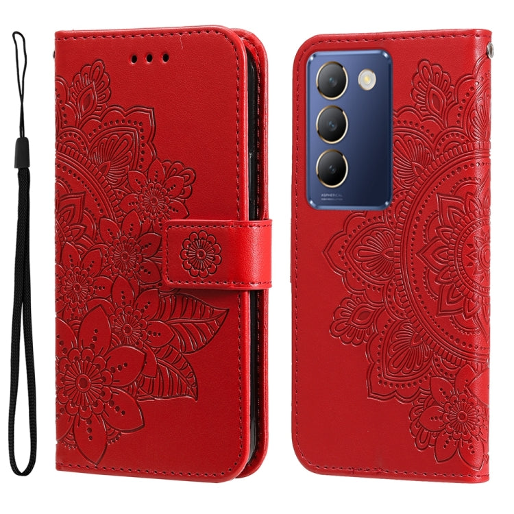 เคสโทรศัพท์หนังลายนูนดอกไม้ 7 กลีบ, For vivo Y100 IDN / Y200e 5G Global, For vivo Y03 4G, For vivo Y200 / V29e Global, For vivo Y17s, For vivo Y36 4G / 5G Foreign, For vivo Y78 5G Foreign