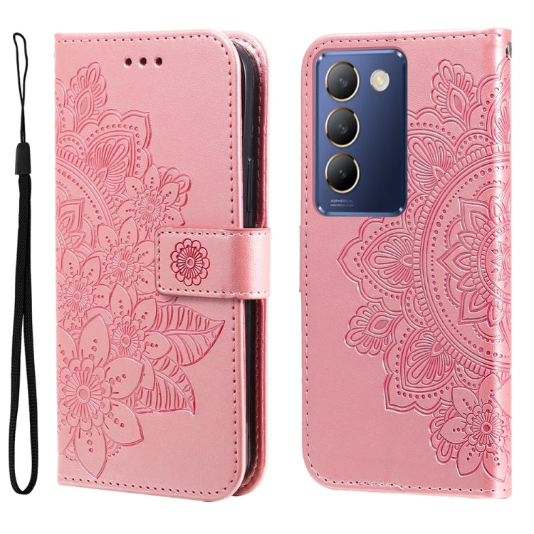 เคสโทรศัพท์หนังลายนูนดอกไม้ 7 กลีบ, For vivo Y100 IDN / Y200e 5G Global, For vivo Y03 4G, For vivo Y200 / V29e Global, For vivo Y17s, For vivo Y36 4G / 5G Foreign, For vivo Y78 5G Foreign