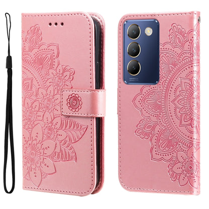 เคสโทรศัพท์หนังลายนูนดอกไม้ 7 กลีบ, For vivo Y100 IDN / Y200e 5G Global, For vivo Y03 4G, For vivo Y200 / V29e Global, For vivo Y17s, For vivo Y36 4G / 5G Foreign, For vivo Y78 5G Foreign