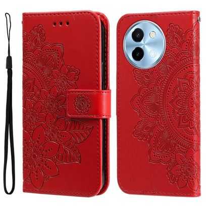 เคสโทรศัพท์หนังลายนูนดอกไม้ 7 กลีบ, For vivo S20 Pro, For vivo Y19s, For vivo X200, For vivo X200 Pro mini, For vivo X200 Pro, For vivo V40 Lite 4G / 5G IDN, For vivo Y300 Pro, For vivo Y28 4G Global, For vivo Y38 5G / T3x 5G Global