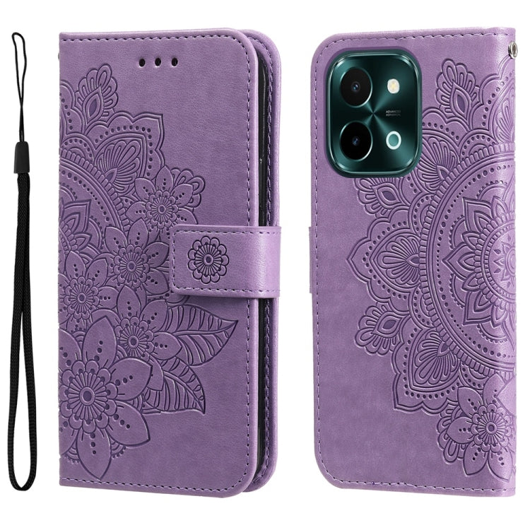 เคสโทรศัพท์หนังลายนูนดอกไม้ 7 กลีบ, For vivo S20 Pro, For vivo Y19s, For vivo X200, For vivo X200 Pro mini, For vivo X200 Pro, For vivo V40 Lite 4G / 5G IDN, For vivo Y300 Pro, For vivo Y28 4G Global, For vivo Y38 5G / T3x 5G Global