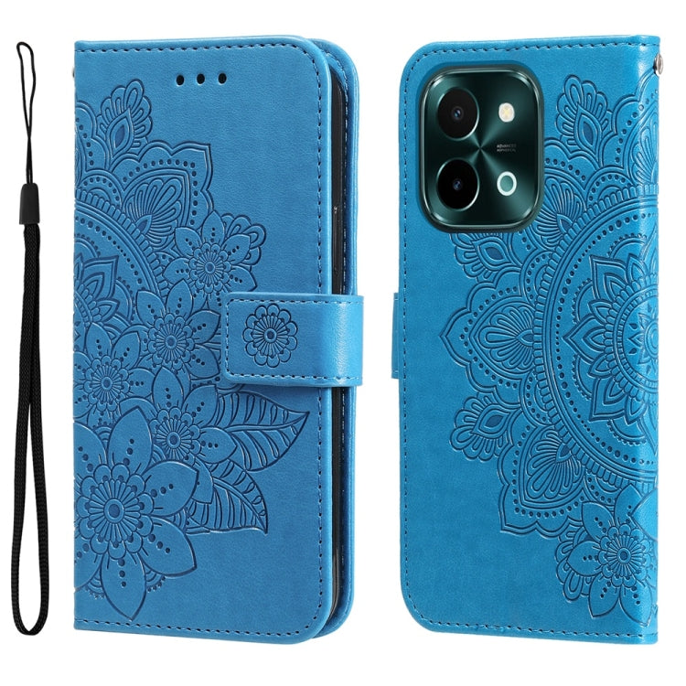 เคสโทรศัพท์หนังลายนูนดอกไม้ 7 กลีบ, For vivo S20 Pro, For vivo Y19s, For vivo X200, For vivo X200 Pro mini, For vivo X200 Pro, For vivo V40 Lite 4G / 5G IDN, For vivo Y300 Pro, For vivo Y28 4G Global, For vivo Y38 5G / T3x 5G Global
