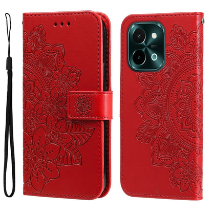 เคสโทรศัพท์หนังลายนูนดอกไม้ 7 กลีบ, For vivo S20 Pro, For vivo Y19s, For vivo X200, For vivo X200 Pro mini, For vivo X200 Pro, For vivo V40 Lite 4G / 5G IDN, For vivo Y300 Pro, For vivo Y28 4G Global, For vivo Y38 5G / T3x 5G Global