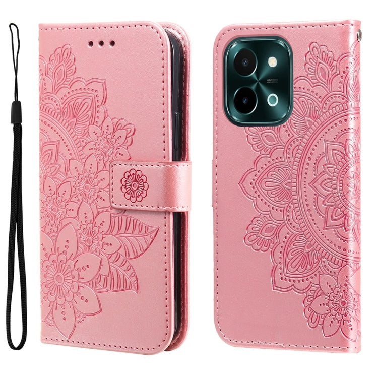 เคสโทรศัพท์หนังลายนูนดอกไม้ 7 กลีบ, For vivo S20 Pro, For vivo Y19s, For vivo X200, For vivo X200 Pro mini, For vivo X200 Pro, For vivo V40 Lite 4G / 5G IDN, For vivo Y300 Pro, For vivo Y28 4G Global, For vivo Y38 5G / T3x 5G Global