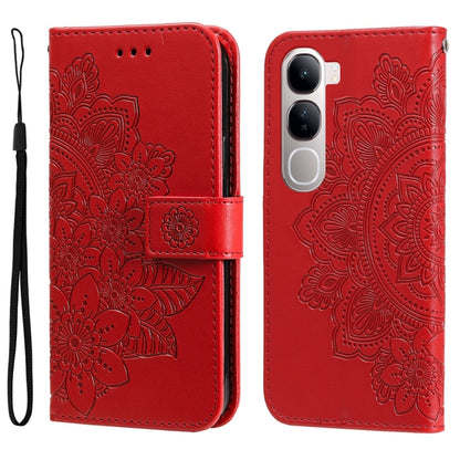 เคสโทรศัพท์หนังลายนูนดอกไม้ 7 กลีบ, For vivo S20 Pro, For vivo Y19s, For vivo X200, For vivo X200 Pro mini, For vivo X200 Pro, For vivo V40 Lite 4G / 5G IDN, For vivo Y300 Pro, For vivo Y28 4G Global, For vivo Y38 5G / T3x 5G Global