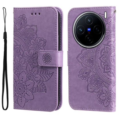 เคสโทรศัพท์หนังลายนูนดอกไม้ 7 กลีบ, For vivo S20 Pro, For vivo Y19s, For vivo X200, For vivo X200 Pro mini, For vivo X200 Pro, For vivo V40 Lite 4G / 5G IDN, For vivo Y300 Pro, For vivo Y28 4G Global, For vivo Y38 5G / T3x 5G Global