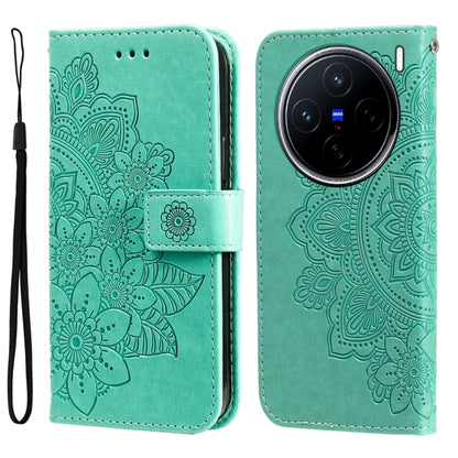 เคสโทรศัพท์หนังลายนูนดอกไม้ 7 กลีบ, For vivo S20 Pro, For vivo Y19s, For vivo X200, For vivo X200 Pro mini, For vivo X200 Pro, For vivo V40 Lite 4G / 5G IDN, For vivo Y300 Pro, For vivo Y28 4G Global, For vivo Y38 5G / T3x 5G Global
