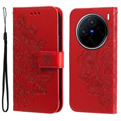 เคสโทรศัพท์หนังลายนูนดอกไม้ 7 กลีบ, For vivo S20 Pro, For vivo Y19s, For vivo X200, For vivo X200 Pro mini, For vivo X200 Pro, For vivo V40 Lite 4G / 5G IDN, For vivo Y300 Pro, For vivo Y28 4G Global, For vivo Y38 5G / T3x 5G Global