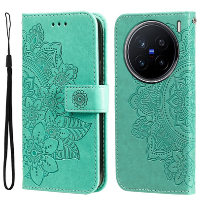 เคสโทรศัพท์หนังลายนูนดอกไม้ 7 กลีบ, For vivo S20 Pro, For vivo Y19s, For vivo X200, For vivo X200 Pro mini, For vivo X200 Pro, For vivo V40 Lite 4G / 5G IDN, For vivo Y300 Pro, For vivo Y28 4G Global, For vivo Y38 5G / T3x 5G Global