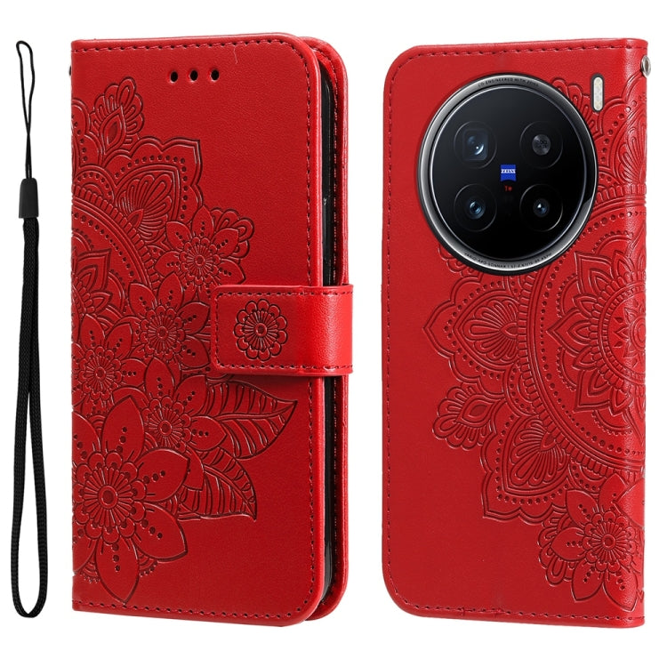 เคสโทรศัพท์หนังลายนูนดอกไม้ 7 กลีบ, For vivo S20 Pro, For vivo Y19s, For vivo X200, For vivo X200 Pro mini, For vivo X200 Pro, For vivo V40 Lite 4G / 5G IDN, For vivo Y300 Pro, For vivo Y28 4G Global, For vivo Y38 5G / T3x 5G Global