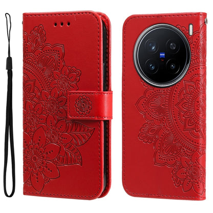 เคสโทรศัพท์หนังลายนูนดอกไม้ 7 กลีบ, For vivo S20 Pro, For vivo Y19s, For vivo X200, For vivo X200 Pro mini, For vivo X200 Pro, For vivo V40 Lite 4G / 5G IDN, For vivo Y300 Pro, For vivo Y28 4G Global, For vivo Y38 5G / T3x 5G Global