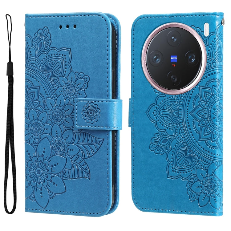 เคสโทรศัพท์หนังลายนูนดอกไม้ 7 กลีบ, For vivo S20 Pro, For vivo Y19s, For vivo X200, For vivo X200 Pro mini, For vivo X200 Pro, For vivo V40 Lite 4G / 5G IDN, For vivo Y300 Pro, For vivo Y28 4G Global, For vivo Y38 5G / T3x 5G Global