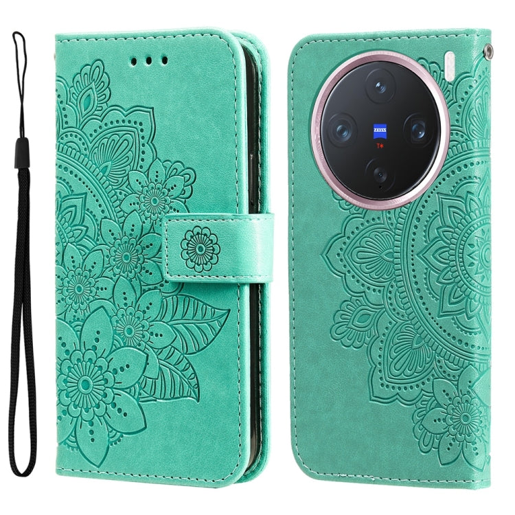 เคสโทรศัพท์หนังลายนูนดอกไม้ 7 กลีบ, For vivo S20 Pro, For vivo Y19s, For vivo X200, For vivo X200 Pro mini, For vivo X200 Pro, For vivo V40 Lite 4G / 5G IDN, For vivo Y300 Pro, For vivo Y28 4G Global, For vivo Y38 5G / T3x 5G Global