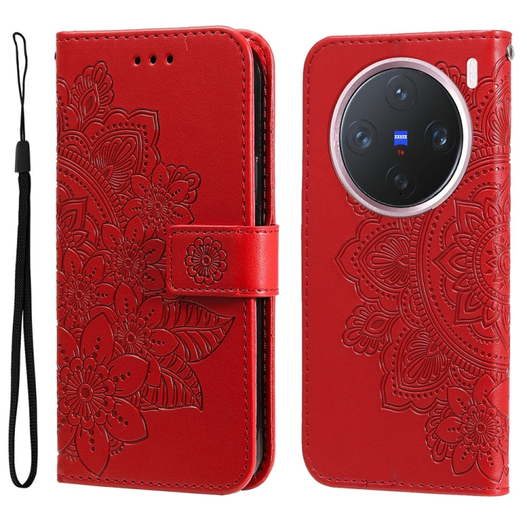 เคสโทรศัพท์หนังลายนูนดอกไม้ 7 กลีบ, For vivo S20 Pro, For vivo Y19s, For vivo X200, For vivo X200 Pro mini, For vivo X200 Pro, For vivo V40 Lite 4G / 5G IDN, For vivo Y300 Pro, For vivo Y28 4G Global, For vivo Y38 5G / T3x 5G Global