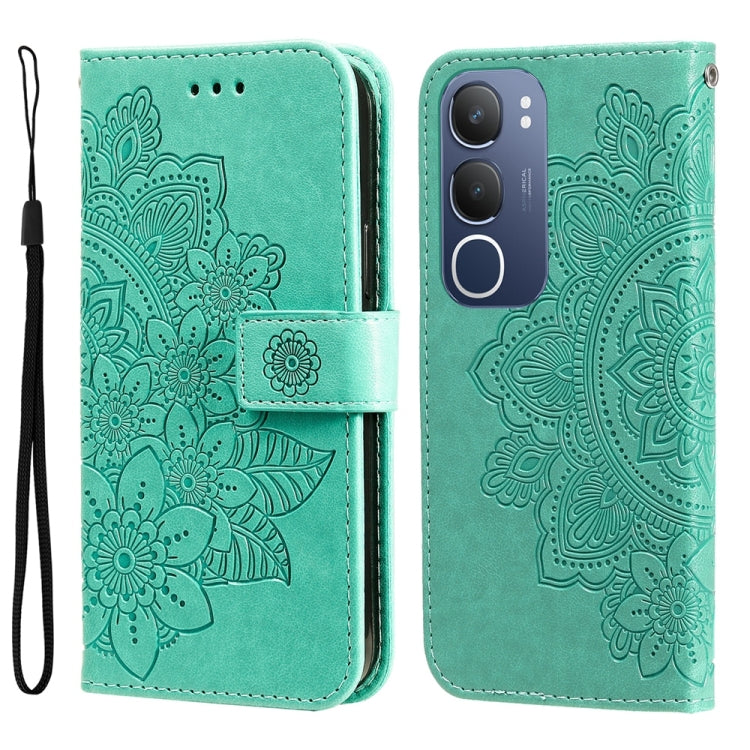 เคสโทรศัพท์หนังลายนูนดอกไม้ 7 กลีบ, For vivo S20 Pro, For vivo Y19s, For vivo X200, For vivo X200 Pro mini, For vivo X200 Pro, For vivo V40 Lite 4G / 5G IDN, For vivo Y300 Pro, For vivo Y28 4G Global, For vivo Y38 5G / T3x 5G Global