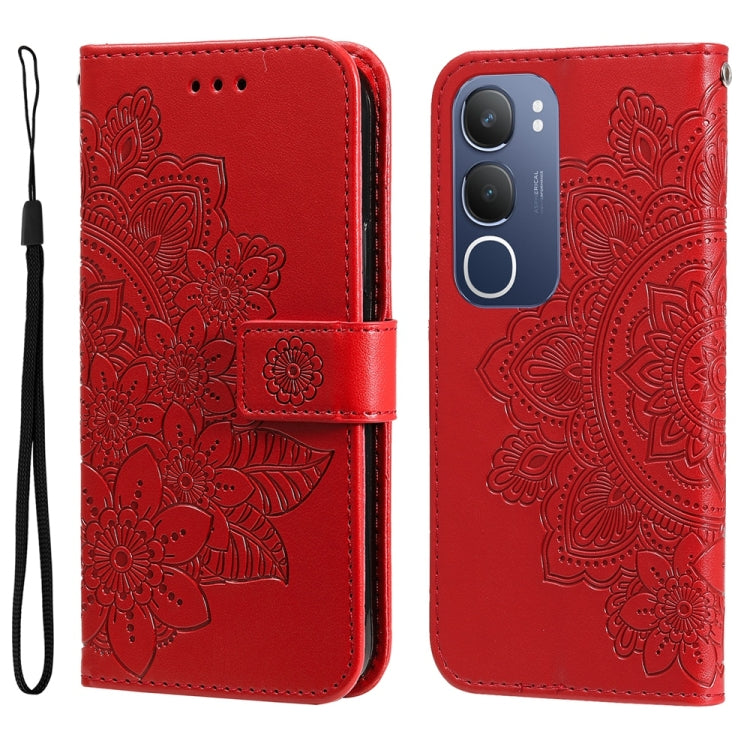 เคสโทรศัพท์หนังลายนูนดอกไม้ 7 กลีบ, For vivo S20 Pro, For vivo Y19s, For vivo X200, For vivo X200 Pro mini, For vivo X200 Pro, For vivo V40 Lite 4G / 5G IDN, For vivo Y300 Pro, For vivo Y28 4G Global, For vivo Y38 5G / T3x 5G Global