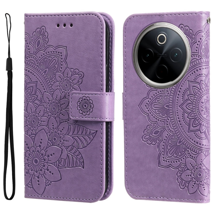 เคสโทรศัพท์หนังลายนูนดอกไม้ 7 กลีบ, For vivo S20 Pro, For vivo Y19s, For vivo X200, For vivo X200 Pro mini, For vivo X200 Pro, For vivo V40 Lite 4G / 5G IDN, For vivo Y300 Pro, For vivo Y28 4G Global, For vivo Y38 5G / T3x 5G Global