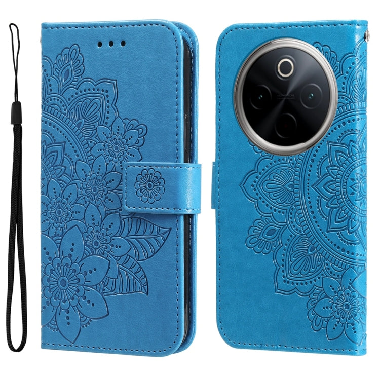 เคสโทรศัพท์หนังลายนูนดอกไม้ 7 กลีบ, For vivo S20 Pro, For vivo Y19s, For vivo X200, For vivo X200 Pro mini, For vivo X200 Pro, For vivo V40 Lite 4G / 5G IDN, For vivo Y300 Pro, For vivo Y28 4G Global, For vivo Y38 5G / T3x 5G Global