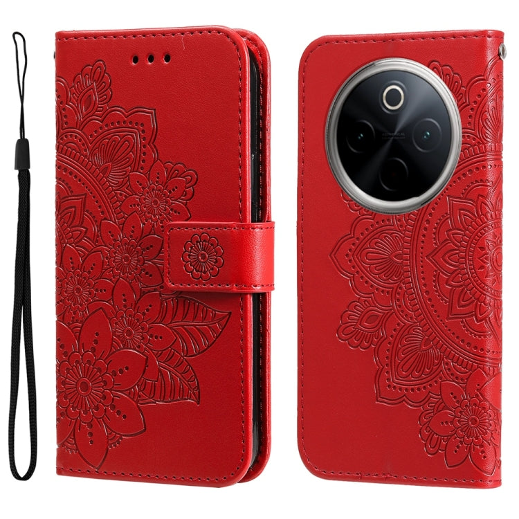 เคสโทรศัพท์หนังลายนูนดอกไม้ 7 กลีบ, For vivo S20 Pro, For vivo Y19s, For vivo X200, For vivo X200 Pro mini, For vivo X200 Pro, For vivo V40 Lite 4G / 5G IDN, For vivo Y300 Pro, For vivo Y28 4G Global, For vivo Y38 5G / T3x 5G Global