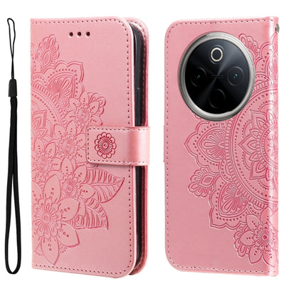 เคสโทรศัพท์หนังลายนูนดอกไม้ 7 กลีบ, For vivo S20 Pro, For vivo Y19s, For vivo X200, For vivo X200 Pro mini, For vivo X200 Pro, For vivo V40 Lite 4G / 5G IDN, For vivo Y300 Pro, For vivo Y28 4G Global, For vivo Y38 5G / T3x 5G Global