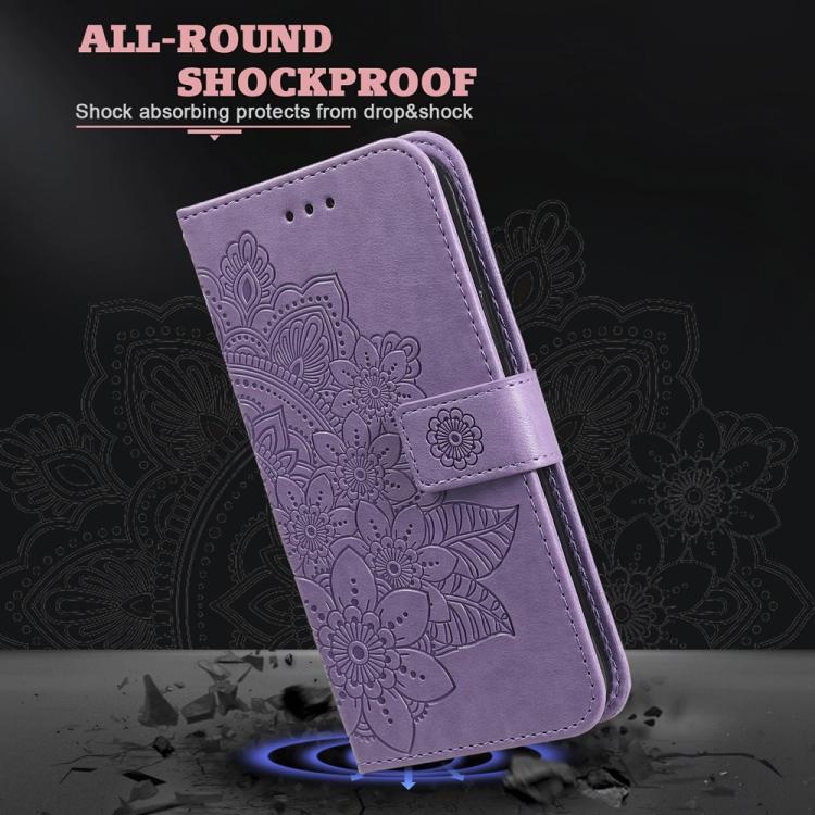 เคสโทรศัพท์หนังลายนูนดอกไม้ 7 กลีบ, For vivo S20 Pro, For vivo Y19s, For vivo X200, For vivo X200 Pro mini, For vivo X200 Pro, For vivo V40 Lite 4G / 5G IDN, For vivo Y300 Pro, For vivo Y28 4G Global, For vivo Y38 5G / T3x 5G Global