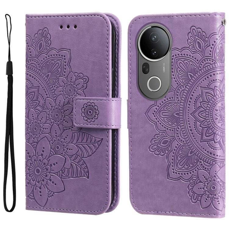 เคสโทรศัพท์หนังลายนูนดอกไม้ 7 กลีบ, For vivo S20 Pro, For vivo Y19s, For vivo X200, For vivo X200 Pro mini, For vivo X200 Pro, For vivo V40 Lite 4G / 5G IDN, For vivo Y300 Pro, For vivo Y28 4G Global, For vivo Y38 5G / T3x 5G Global